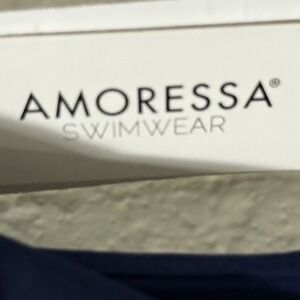 Amoressa Womens Tankini Selene New Moon Swim Top Navy Blue 8 Neck Strap Backless